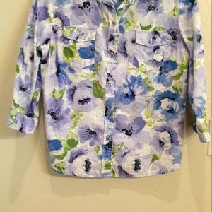 KAREN SCOTT lilac spring blouse SIZE LARGE PETITE